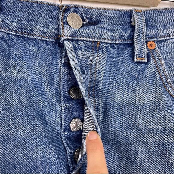 Levi’s 501 Big E Hidden Button Fly High Waisted Jean Shorts - Picture 4 of 10